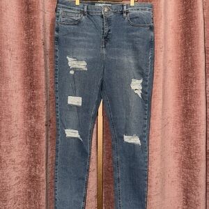 Topshop Moto Jaime Distressed Blue Jeans